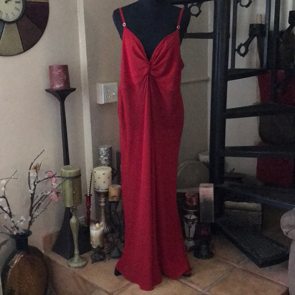 🧨RARE🧨Vintage Red Chiffon Formal Long Maxi Nightgown Slip Dress Lingerie Plus